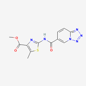 molecular formula C12H10N6O3S B10995568 Methyl 5-methyl-2-[(tetrazolo[1,5-a]pyridin-6-ylcarbonyl)amino]-1,3-thiazole-4-carboxylate 