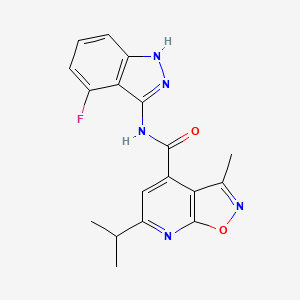 molecular formula C18H16FN5O2 B10995716 N-(4-fluoro-2H-indazol-3-yl)-3-methyl-6-(propan-2-yl)[1,2]oxazolo[5,4-b]pyridine-4-carboxamide 