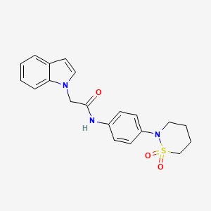 molecular formula C20H21N3O3S B10997009 N-[4-(1,1-dioxido-1,2-thiazinan-2-yl)phenyl]-2-(1H-indol-1-yl)acetamide 