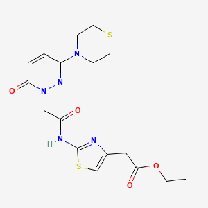 molecular formula C17H21N5O4S2 B10997070 ethyl [2-({[6-oxo-3-(thiomorpholin-4-yl)pyridazin-1(6H)-yl]acetyl}amino)-1,3-thiazol-4-yl]acetate 