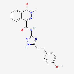 molecular formula C21H20N6O3 B10997083 N-{3-[2-(4-methoxyphenyl)ethyl]-1H-1,2,4-triazol-5-yl}-3-methyl-4-oxo-3,4-dihydrophthalazine-1-carboxamide 