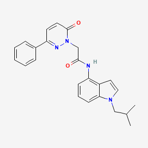 molecular formula C24H24N4O2 B10997205 N-[1-(2-methylpropyl)-1H-indol-4-yl]-2-(6-oxo-3-phenylpyridazin-1(6H)-yl)acetamide 
