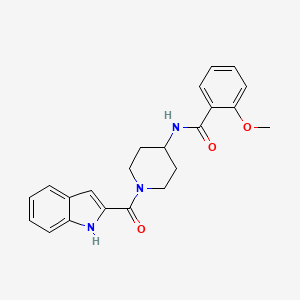 molecular formula C22H23N3O3 B10998685 N-[1-(1H-indol-2-ylcarbonyl)piperidin-4-yl]-2-methoxybenzamide 