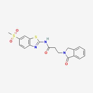 molecular formula C19H17N3O4S2 B10999252 N-[6-(methylsulfonyl)-1,3-benzothiazol-2-yl]-3-(1-oxo-1,3-dihydro-2H-isoindol-2-yl)propanamide 
