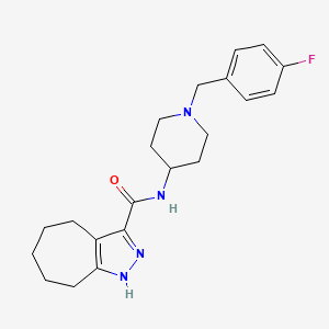 molecular formula C21H27FN4O B10999411 N-[1-(4-fluorobenzyl)piperidin-4-yl]-2,4,5,6,7,8-hexahydrocyclohepta[c]pyrazole-3-carboxamide 
