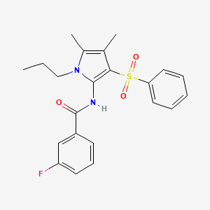 molecular formula C22H23FN2O3S B10999414 N-[4,5-dimethyl-3-(phenylsulfonyl)-1-propyl-1H-pyrrol-2-yl]-3-fluorobenzamide 