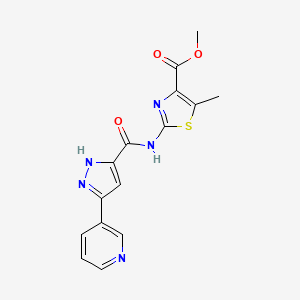 molecular formula C15H13N5O3S B10999496 methyl 5-methyl-2-({[5-(pyridin-3-yl)-1H-pyrazol-3-yl]carbonyl}amino)-1,3-thiazole-4-carboxylate 