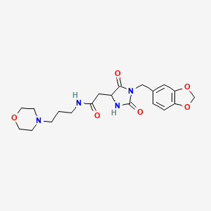molecular formula C20H26N4O6 B10999517 2-[1-(1,3-benzodioxol-5-ylmethyl)-2-hydroxy-5-oxo-4,5-dihydro-1H-imidazol-4-yl]-N-[3-(morpholin-4-yl)propyl]acetamide 