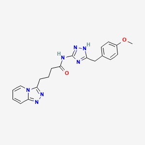 molecular formula C20H21N7O2 B10999695 N-[3-(4-methoxybenzyl)-1H-1,2,4-triazol-5-yl]-4-([1,2,4]triazolo[4,3-a]pyridin-3-yl)butanamide 