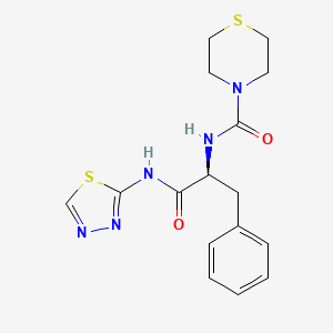 molecular formula C16H19N5O2S2 B10999896 N-[(1S)-1-Benzyl-2-oxo-2-(1,3,4-thiadiazol-2-ylamino)ethyl]-4-thiomorpholinecarboxamide 