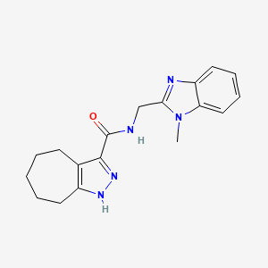 molecular formula C18H21N5O B10999965 N-[(1-methyl-1H-benzimidazol-2-yl)methyl]-2,4,5,6,7,8-hexahydrocyclohepta[c]pyrazole-3-carboxamide 
