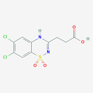 molecular formula C10H8Cl2N2O4S B011000 6,7-Dichloro-2H-1,2,4-benzothiadiazine-3-propanoic acid 1,1-dioxide CAS No. 101063-94-9