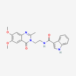 molecular formula C22H22N4O4 B11000010 N-[2-(6,7-dimethoxy-2-methyl-4-oxoquinazolin-3(4H)-yl)ethyl]-1H-indole-3-carboxamide 