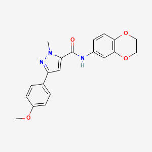 molecular formula C20H19N3O4 B11000093 N-(2,3-dihydro-1,4-benzodioxin-6-yl)-3-(4-methoxyphenyl)-1-methyl-1H-pyrazole-5-carboxamide 