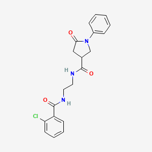 molecular formula C20H20ClN3O3 B11000600 N-(2-{[(2-chlorophenyl)carbonyl]amino}ethyl)-5-oxo-1-phenylpyrrolidine-3-carboxamide 