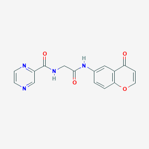 molecular formula C16H12N4O4 B11000733 N-{2-oxo-2-[(4-oxo-4H-chromen-6-yl)amino]ethyl}pyrazine-2-carboxamide 