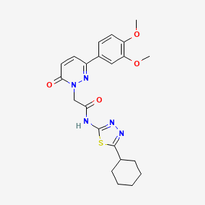 molecular formula C22H25N5O4S B11000961 N-[(2E)-5-cyclohexyl-1,3,4-thiadiazol-2(3H)-ylidene]-2-[3-(3,4-dimethoxyphenyl)-6-oxopyridazin-1(6H)-yl]acetamide 