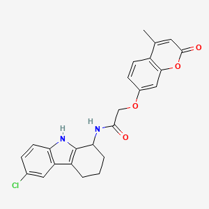molecular formula C24H21ClN2O4 B11000996 N-(6-chloro-2,3,4,9-tetrahydro-1H-carbazol-1-yl)-2-[(4-methyl-2-oxo-2H-chromen-7-yl)oxy]acetamide 