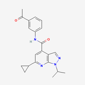 molecular formula C21H22N4O2 B11001026 N-(3-acetylphenyl)-6-cyclopropyl-1-(propan-2-yl)-1H-pyrazolo[3,4-b]pyridine-4-carboxamide 
