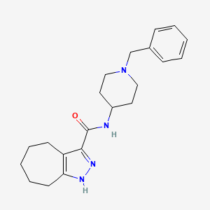 molecular formula C21H28N4O B11001073 N-(1-benzylpiperidin-4-yl)-2,4,5,6,7,8-hexahydrocyclohepta[c]pyrazole-3-carboxamide 
