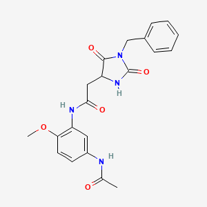 molecular formula C21H22N4O5 B11001132 N-(5-acetamido-2-methoxyphenyl)-2-(1-benzyl-2,5-dioxoimidazolidin-4-yl)acetamide 