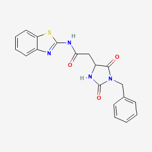 molecular formula C19H16N4O3S B11001177 N-(1,3-benzothiazol-2-yl)-2-(1-benzyl-2,5-dioxoimidazolidin-4-yl)acetamide 