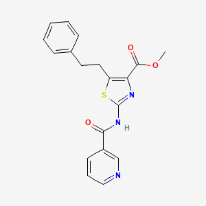 molecular formula C19H17N3O3S B11001261 Methyl 5-phenethyl-2-[(3-pyridylcarbonyl)amino]-1,3-thiazole-4-carboxylate 