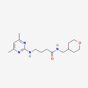 molecular formula C16H26N4O2 B11001630 4-((4,6-dimethylpyrimidin-2-yl)amino)-N-((tetrahydro-2H-pyran-4-yl)methyl)butanamide 