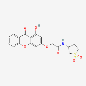 molecular formula C19H17NO7S B11001640 N-(1,1-dioxidotetrahydrothiophen-3-yl)-2-[(1-hydroxy-9-oxo-9H-xanthen-3-yl)oxy]acetamide 