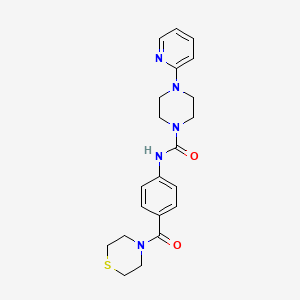 molecular formula C21H25N5O2S B11001827 4-(pyridin-2-yl)-N-[4-(thiomorpholin-4-ylcarbonyl)phenyl]piperazine-1-carboxamide 