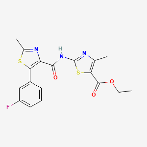 molecular formula C18H16FN3O3S2 B11001855 Ethyl 2-({[5-(3-fluorophenyl)-2-methyl-1,3-thiazol-4-yl]carbonyl}amino)-4-methyl-1,3-thiazole-5-carboxylate 