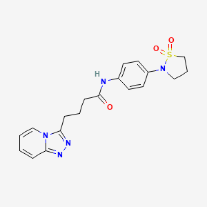 molecular formula C19H21N5O3S B11001948 N-[4-(1,1-dioxido-1,2-thiazolidin-2-yl)phenyl]-4-([1,2,4]triazolo[4,3-a]pyridin-3-yl)butanamide 