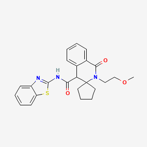 molecular formula C24H25N3O3S B11002176 N-(1,3-benzothiazol-2-yl)-2'-(2-methoxyethyl)-1'-oxo-1',4'-dihydro-2'H-spiro[cyclopentane-1,3'-isoquinoline]-4'-carboxamide 