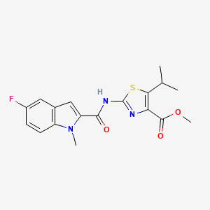 molecular formula C18H18FN3O3S B11002254 methyl 2-{[(5-fluoro-1-methyl-1H-indol-2-yl)carbonyl]amino}-5-(propan-2-yl)-1,3-thiazole-4-carboxylate 