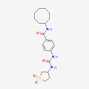 molecular formula C20H29N3O4S B11002430 N-cyclooctyl-4-{[(1,1-dioxidotetrahydrothiophen-3-yl)carbamoyl]amino}benzamide 