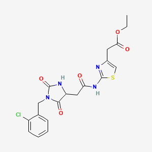 molecular formula C19H19ClN4O5S B11002434 Ethyl [2-({[1-(2-chlorobenzyl)-2,5-dioxoimidazolidin-4-yl]acetyl}amino)-1,3-thiazol-4-yl]acetate 