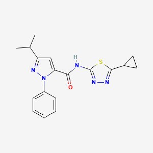 molecular formula C18H19N5OS B11002541 N-[(2Z)-5-cyclopropyl-1,3,4-thiadiazol-2(3H)-ylidene]-1-phenyl-3-(propan-2-yl)-1H-pyrazole-5-carboxamide 
