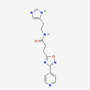 molecular formula C15H16N6O2 B11002549 N-[2-(1H-imidazol-4-yl)ethyl]-3-[3-(pyridin-4-yl)-1,2,4-oxadiazol-5-yl]propanamide 