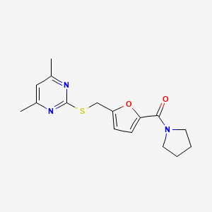 molecular formula C16H19N3O2S B11002669 (5-{[(4,6-Dimethylpyrimidin-2-yl)sulfanyl]methyl}furan-2-yl)(pyrrolidin-1-yl)methanone 