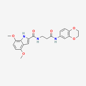 molecular formula C22H23N3O6 B11002698 N-[3-(2,3-dihydro-1,4-benzodioxin-6-ylamino)-3-oxopropyl]-4,7-dimethoxy-1H-indole-2-carboxamide 