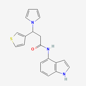 molecular formula C19H17N3OS B11002842 N-(1H-indol-4-yl)-3-(1H-pyrrol-1-yl)-3-(thiophen-3-yl)propanamide 