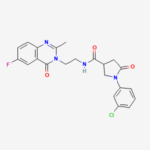 molecular formula C22H20ClFN4O3 B11002890 1-(3-chlorophenyl)-N-[2-(6-fluoro-2-methyl-4-oxoquinazolin-3(4H)-yl)ethyl]-5-oxopyrrolidine-3-carboxamide 