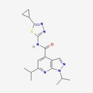molecular formula C18H22N6OS B11002919 N-[(2E)-5-cyclopropyl-1,3,4-thiadiazol-2(3H)-ylidene]-1,6-di(propan-2-yl)-1H-pyrazolo[3,4-b]pyridine-4-carboxamide 