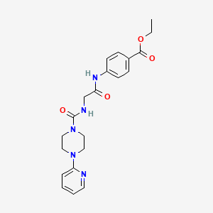 molecular formula C21H25N5O4 B11003213 ethyl 4-[(N-{[4-(pyridin-2-yl)piperazin-1-yl]carbonyl}glycyl)amino]benzoate 