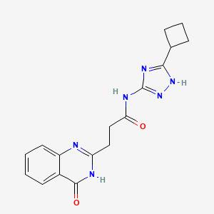 molecular formula C17H18N6O2 B11003351 N-(5-cyclobutyl-1H-1,2,4-triazol-3-yl)-3-(4-oxo-3,4-dihydro-2-quinazolinyl)propanamide 