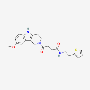 molecular formula C22H25N3O3S B11003573 4-(8-methoxy-1,3,4,5-tetrahydro-2H-pyrido[4,3-b]indol-2-yl)-4-oxo-N-[2-(thiophen-2-yl)ethyl]butanamide 