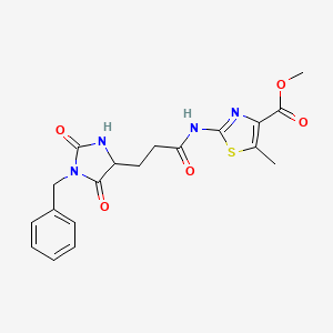molecular formula C19H20N4O5S B11003635 Methyl 2-{[3-(1-benzyl-2,5-dioxoimidazolidin-4-yl)propanoyl]amino}-5-methyl-1,3-thiazole-4-carboxylate 