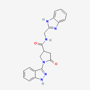 molecular formula C20H18N6O2 B11003684 N-(1H-benzimidazol-2-ylmethyl)-1-(1H-indazol-3-yl)-5-oxopyrrolidine-3-carboxamide 