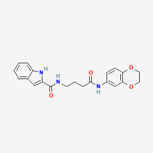 molecular formula C21H21N3O4 B11003685 N~2~-[4-(2,3-dihydro-1,4-benzodioxin-6-ylamino)-4-oxobutyl]-1H-indole-2-carboxamide 