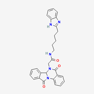molecular formula C29H27N5O3 B11003714 N-[5-(1H-benzimidazol-2-yl)pentyl]-2-(5,11-dioxo-6a,11-dihydroisoindolo[2,1-a]quinazolin-6(5H)-yl)acetamide 